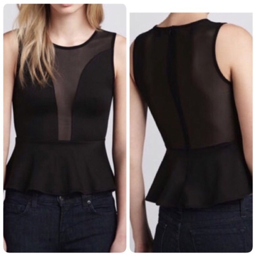 NWT For Love and Lemons mesh peplum tank Sz XS